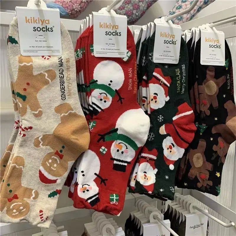 Merry & Bright Christmas Crew Socks – Festive Holiday Prints